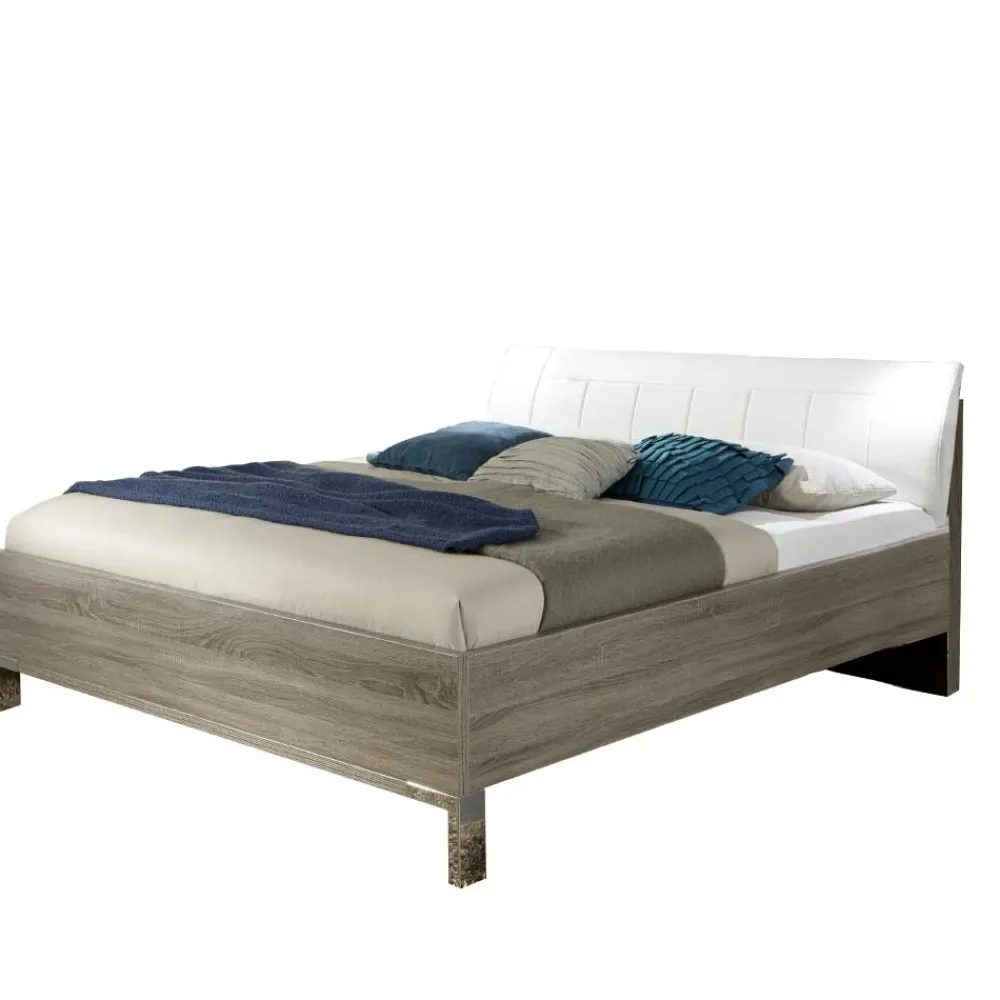 Wohnen Betten<Schlafzimmer Bett Viarolia mit Polsterkopfteil in Weiß