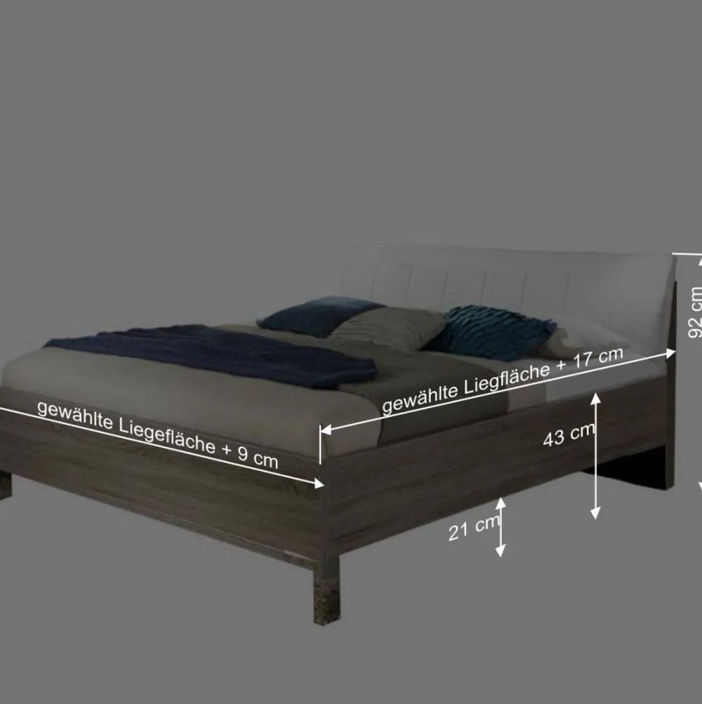 Wohnen Betten<Schlafzimmer Bett Viarolia mit Polsterkopfteil in Weiß