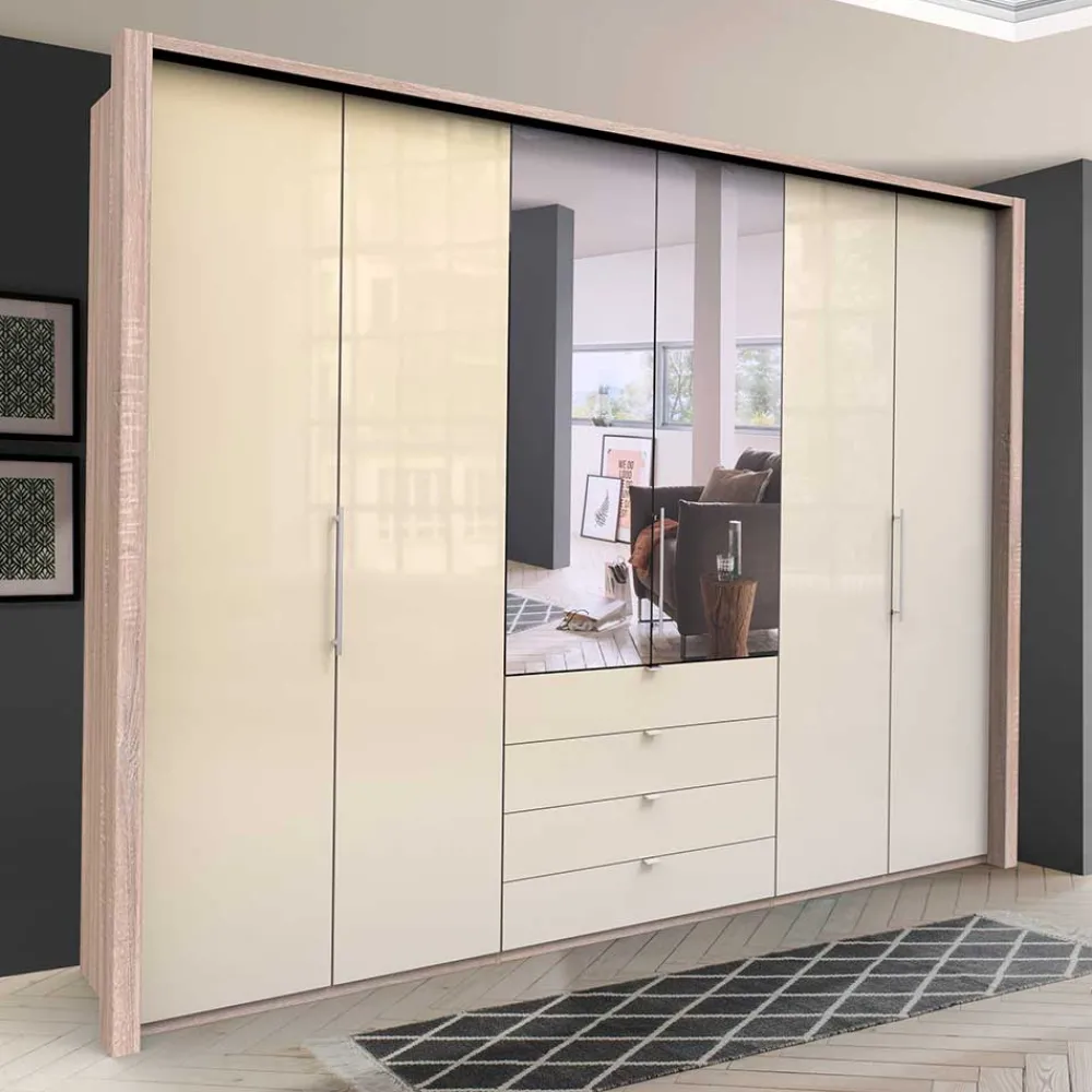 Wohnen Kleiderschränke|Schränke<Schlafzimmer Kleiderschrank mit Spiegel Falttür - Rativian