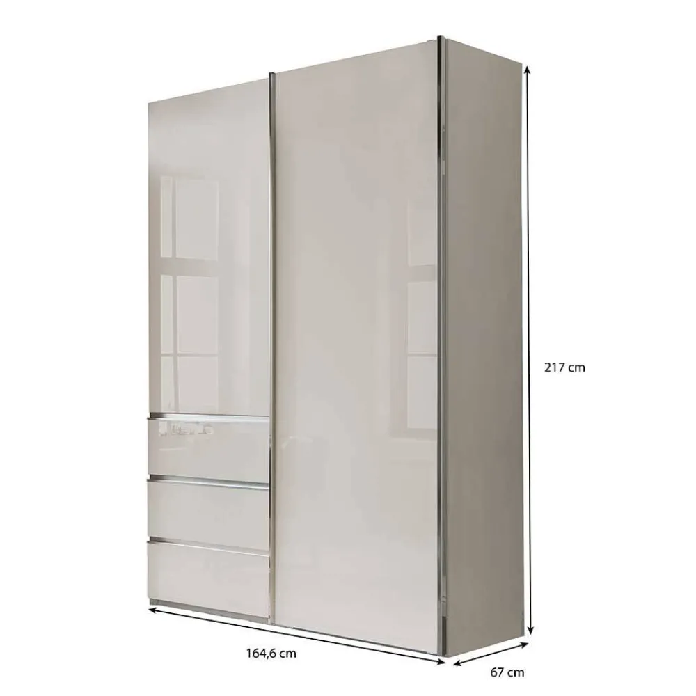 Wohnen Kleiderschränke|Schränke<Schlafzimmerschrank in Champagner Glasfront 165 cm - Dustins