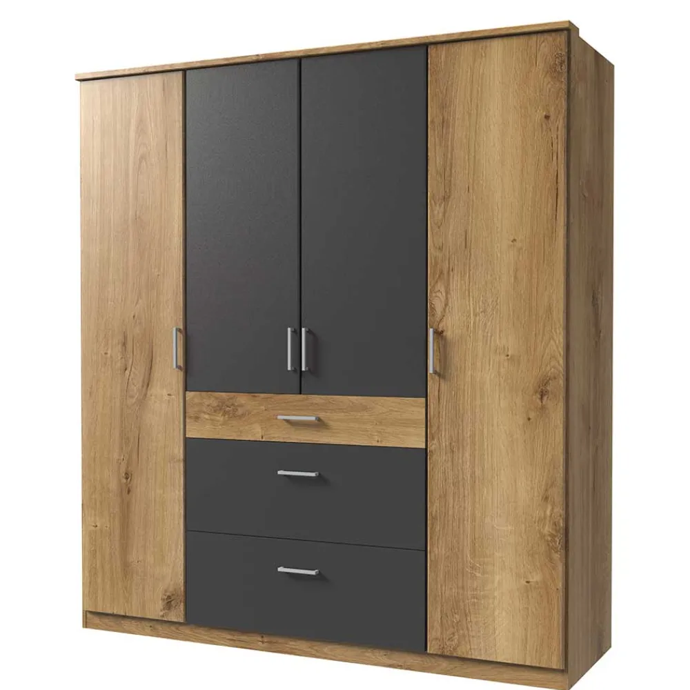 Wohnen Kleiderschränke<Schlafzimmerschrank in Plankeneiche Dekor - Leviza