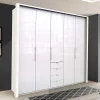 Wohnen Kleiderschränke<Schlafzimmer-Schrank in Weiß Glasfront - Dolienca