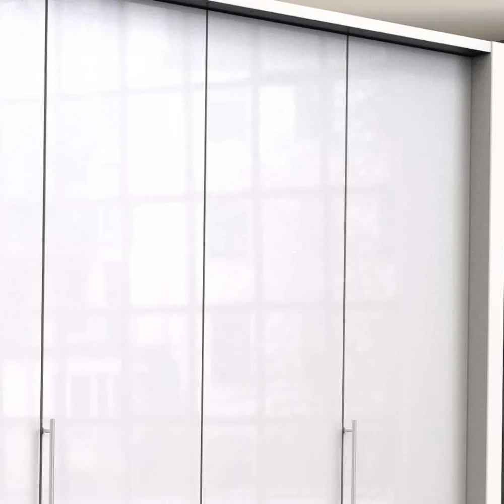 Wohnen Kleiderschränke<Schlafzimmer-Schrank in Weiß Glasfront - Dolienca