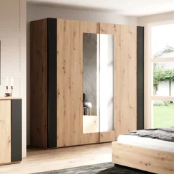 Wohnen Kleiderschränke<Schlafzimmerschrank in Wildeiche NB & Schwarz - Potsdam