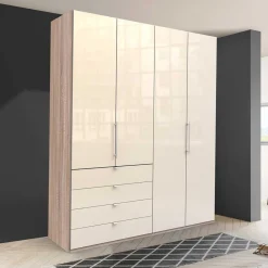 Wohnen Kleiderschränke<Schlafzimmerschrank mit 2 Falttüren und 4 Schubkästen - Rativian