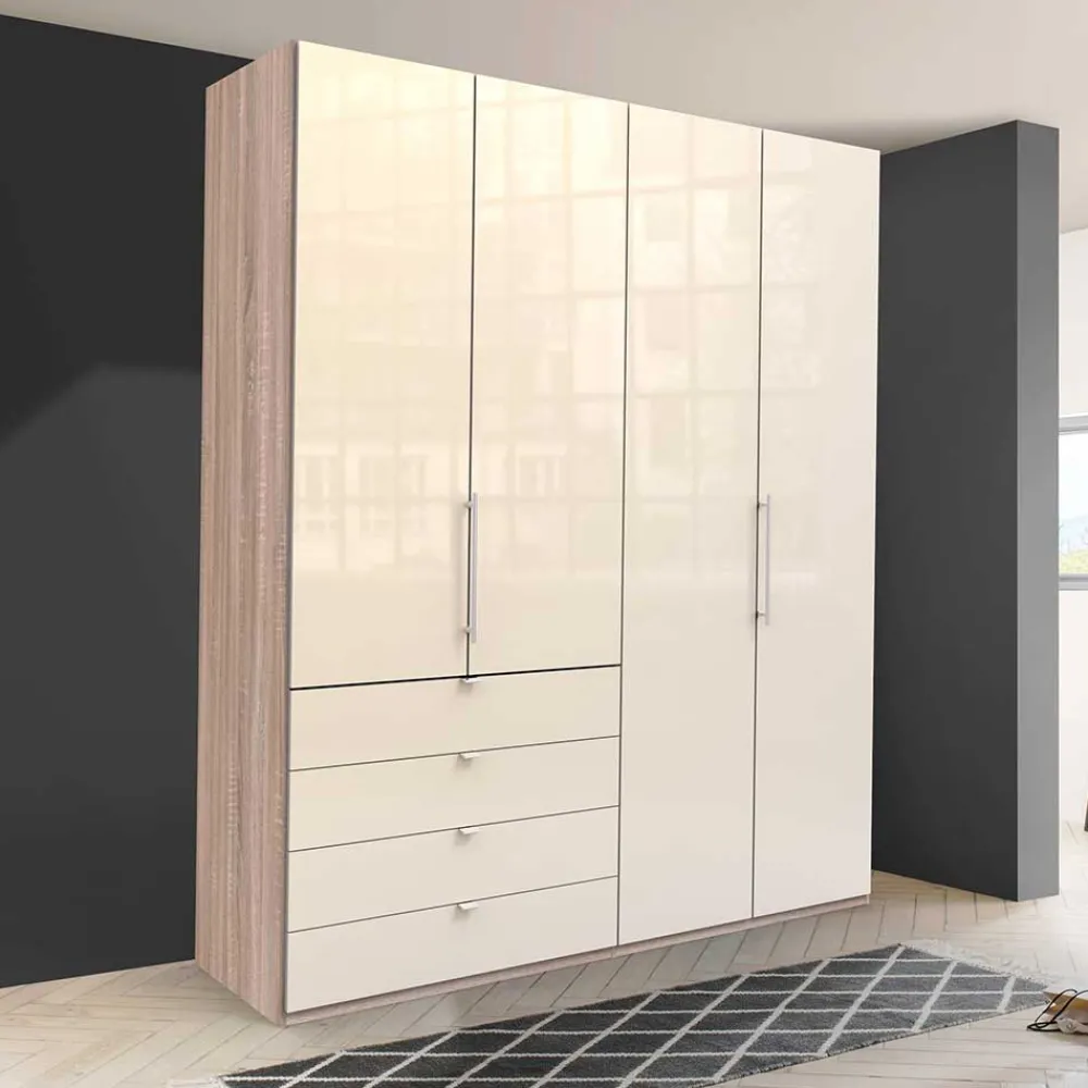 Wohnen Kleiderschränke<Schlafzimmerschrank mit 2 Falttüren und 4 Schubkästen - Rativian