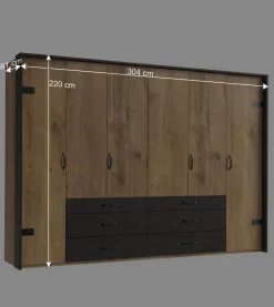 Wohnen Kleiderschränke<Schlafzimmerschrank mit sechs Schubladen & Türen - Bram