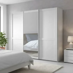 Wohnen Kleiderschränke<Schlafzimmerschrank mit Schwebetüren in Weiß - Flinn