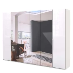 Wohnen Kleiderschränke<Schlafzimmerschrank mit Spiegel & Glas Front in Weiß - Dolienca