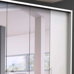 Wohnen Kleiderschränke<Schlafzimmerschrank mit Spiegel & Glas Front in Weiß - Dolienca