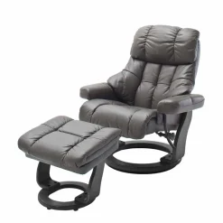 Wohnen Sessel<Schlammfarbener Ledersessel mit Relaxfunktion Jandrus & Fußhocker (zweiteilig)