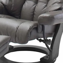 Wohnen Sessel<Schlammfarbener Ledersessel mit Relaxfunktion Jandrus & Fußhocker (zweiteilig)