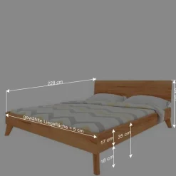 Wohnen Betten<Schlichtes Holz Bett in Überlänge 220cm - Junola