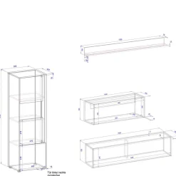 Wohnen Wohnwände<Schlicht-moderne Wohnwand Möbel - Ahilav (vierteilig)