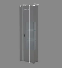 Wohnen Vitrinen<Schmaler Vitrinenschrank mit LED Beleuchtung - Tirol