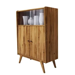Wohnen Highboards|Vitrinen<Schrank im Mid Century Stil aus Wildeiche Holz - Hardus