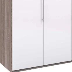 Wohnen Kleiderschränke|Schränke<Schrank in Weiß Glas & Eiche Dunkel - Empresian