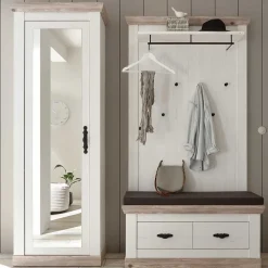 Wohnen Garderoben<Schrank mit Spiegeltür & Garderobe - Nedita (dreiteilig)