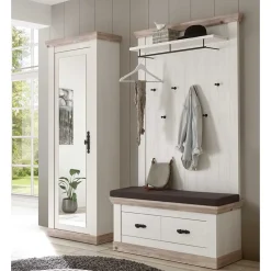 Wohnen Garderoben<Schrank mit Spiegeltür & Garderobe - Nedita (dreiteilig)