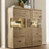 Wohnen Highboards|Vitrinen<Schrankvitrine aus hellem Asteiche Massivholz - Losiamos