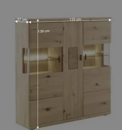 Wohnen Highboards|Vitrinen<Schrankvitrine aus hellem Asteiche Massivholz - Losiamos