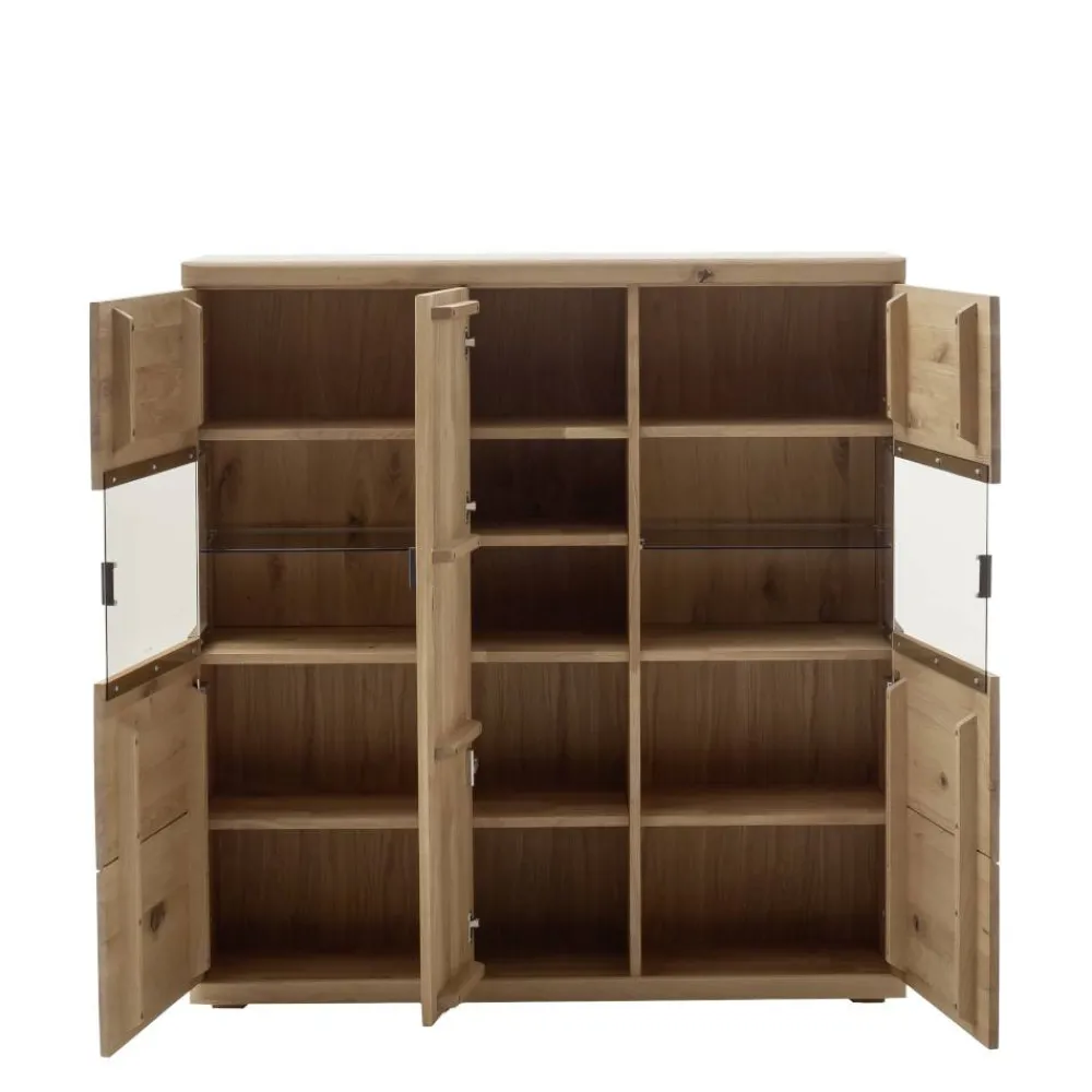 Wohnen Highboards|Vitrinen<Schrankvitrine aus hellem Asteiche Massivholz - Losiamos