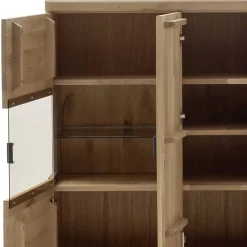 Wohnen Highboards|Vitrinen<Schrankvitrine aus hellem Asteiche Massivholz - Losiamos