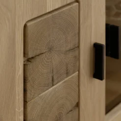 Wohnen Highboards|Vitrinen<Schrankvitrine aus hellem Asteiche Massivholz - Losiamos