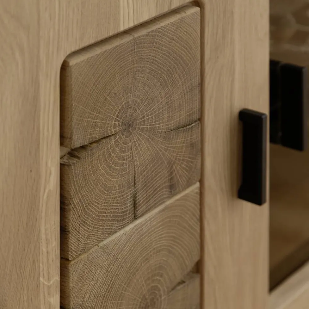 Wohnen Highboards|Vitrinen<Schrankvitrine aus hellem Asteiche Massivholz - Losiamos