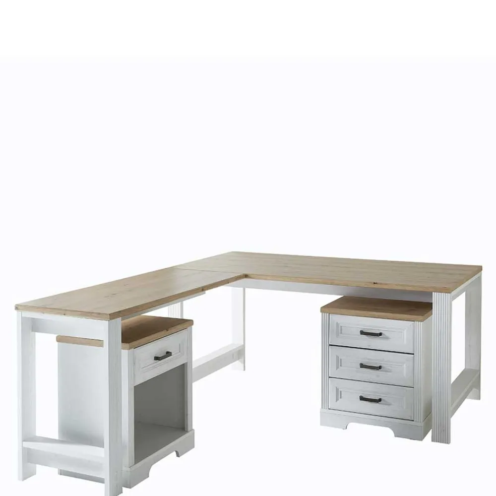 Wohnen Tische<Schreibtisch & Rollcontainer Set - Mehady (dreiteilig)