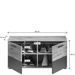 Wohnen Sitzbank<Schuhbank in Wildeiche & Grau 90 cm - Catamaron