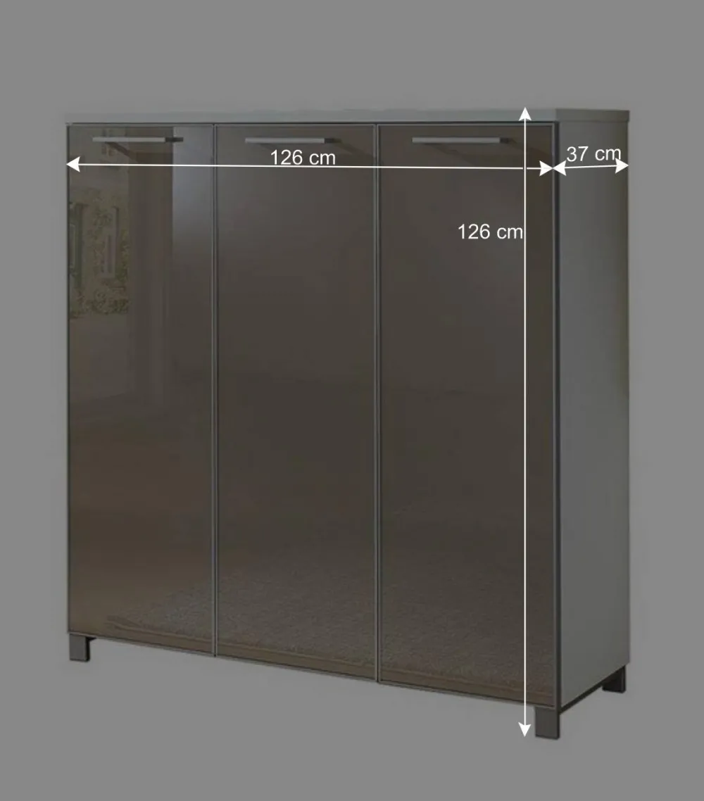 Wohnen Highboards|Kommoden<Schuhschrank Srocca in Taupe Weiß Glas beschichtet