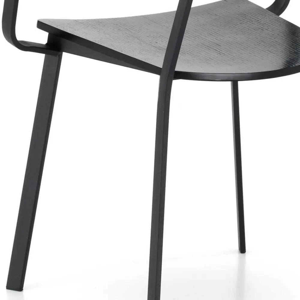 Wohnen Stühle<Schwarze Designstühle mit Armlehnen - Lejadro (4er Set)