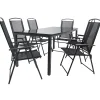 Wohnen Sitzgruppe<Schwarze Garten-Tischgruppe Set - Leni (siebenteilig)
