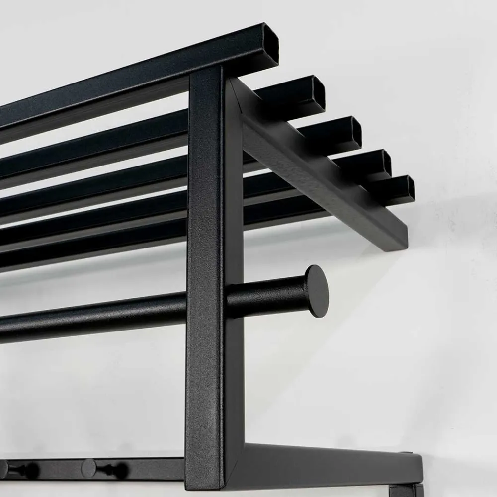Wohnen Garderoben<Schwarze Hängegarderobe aus Metall mit Hutboden - Estagel