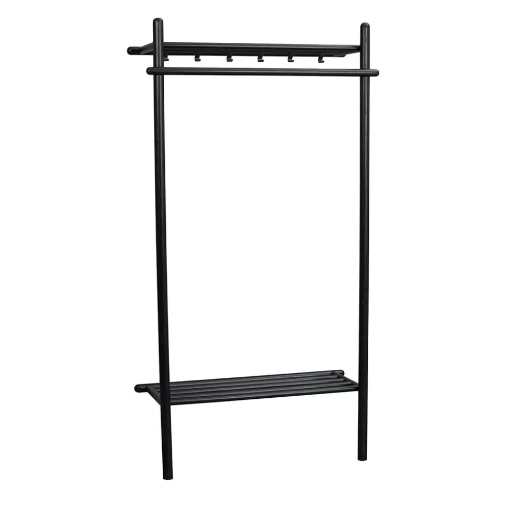 Wohnen Garderoben<Schwarze Holz Garderobe aus Eiche Massivholz - Evlinu