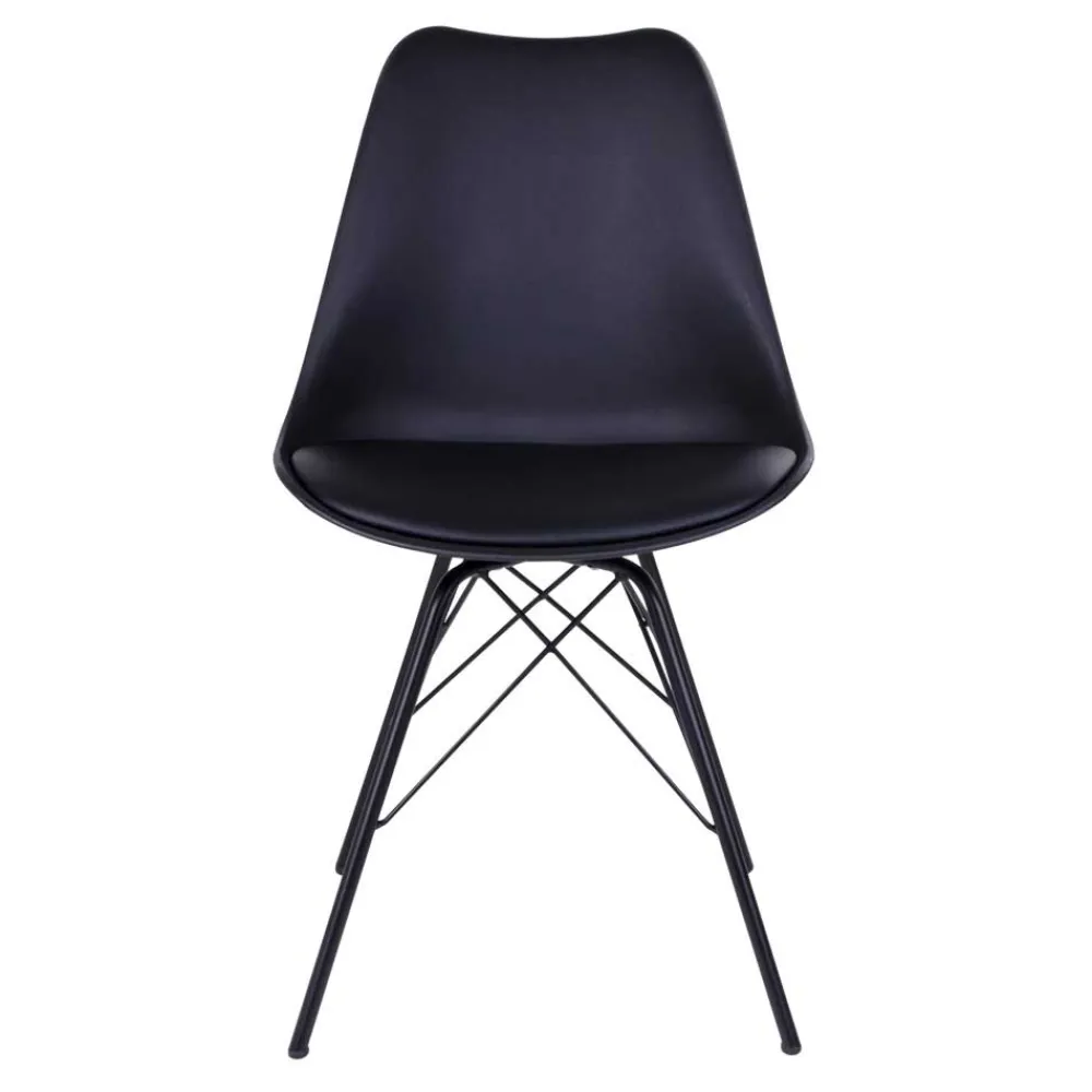 Wohnen Stühle<Schwarze Küchenstühle mit Schalensitz - Verbandro (2er Set)