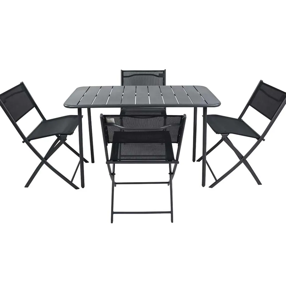 Wohnen Sitzgruppe<Schwarze Outdoor Essgruppe Set - Xenata (fünfteilig)