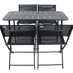 Wohnen Sitzgruppe<Schwarze Outdoor Essgruppe Set - Xenata (fünfteilig)
