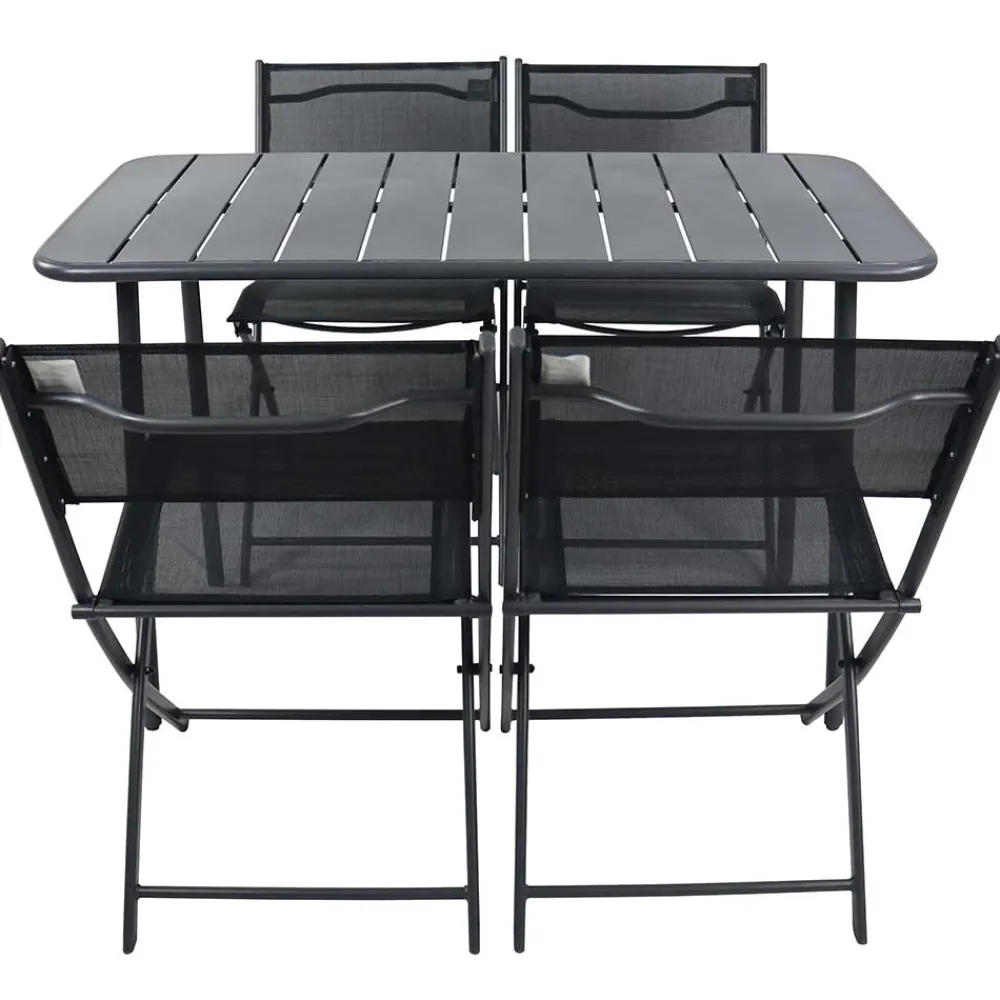 Wohnen Sitzgruppe<Schwarze Outdoor Essgruppe Set - Xenata (fünfteilig)
