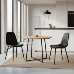 Wohnen Stühle<Schwarze Schalenstühle aus Kunstleder - Spiaggo (2er Set)