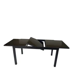 Wohnen Tische<Schwarzer Gartentisch aus Aluminium & Glas - Chiano