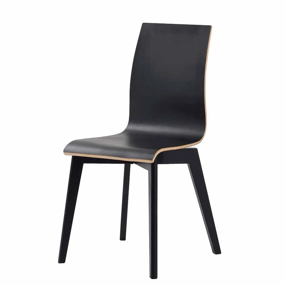 Wohnen Stühle<Schwarzer Holzstuhl mit Eiche - Join (2er Set)