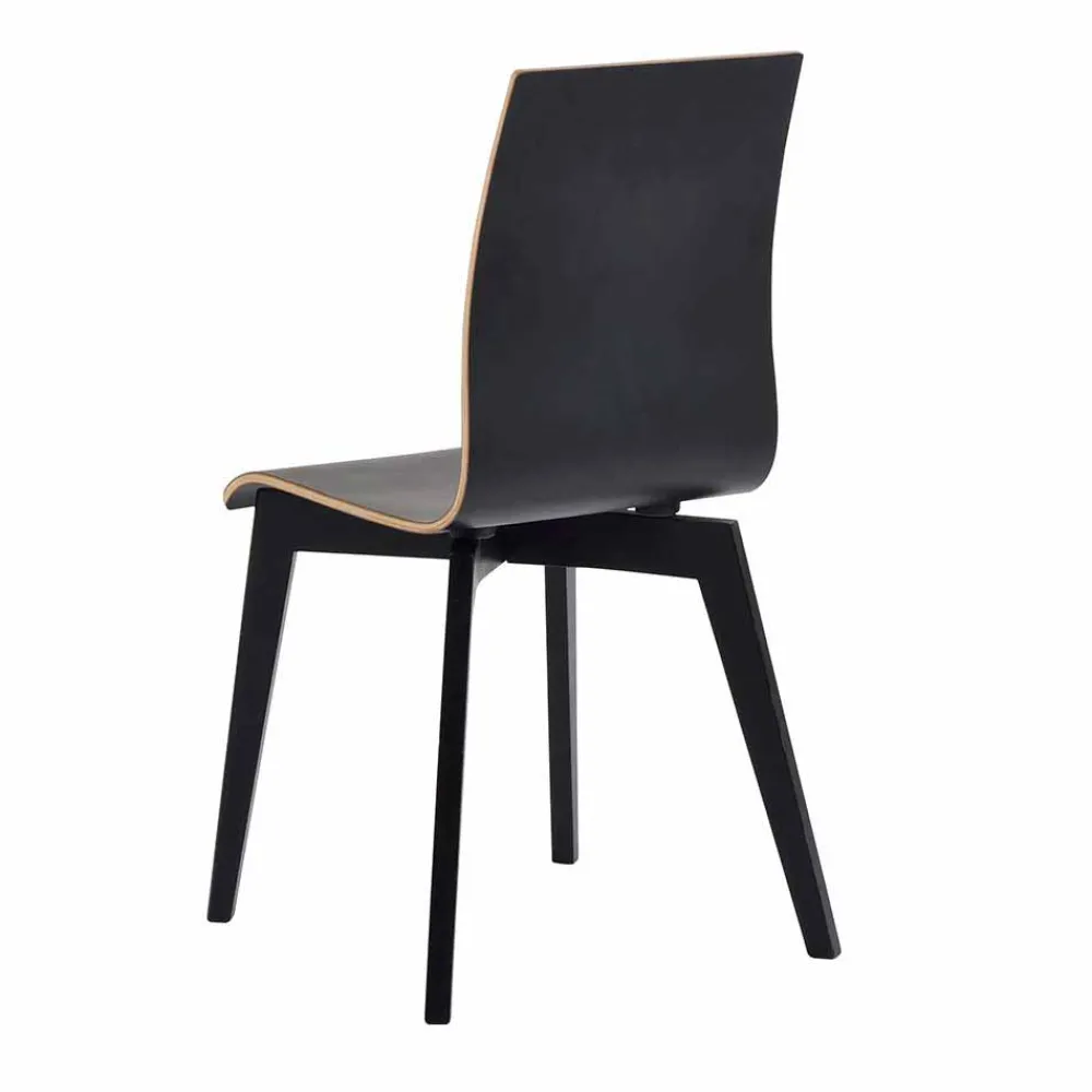Wohnen Stühle<Schwarzer Holzstuhl mit Eiche - Join (2er Set)