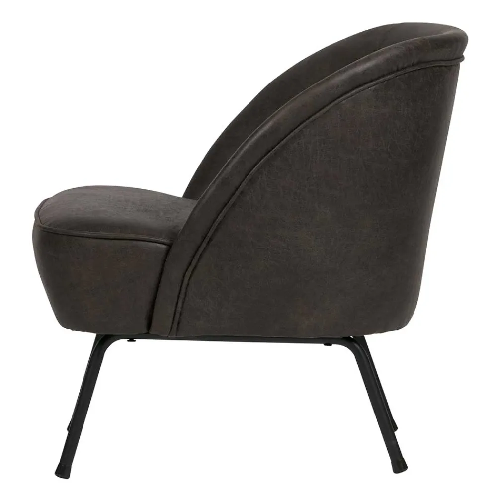 Wohnen Sessel<Schwarzer Ledersessel Retro Carlot aus Recyclingleder