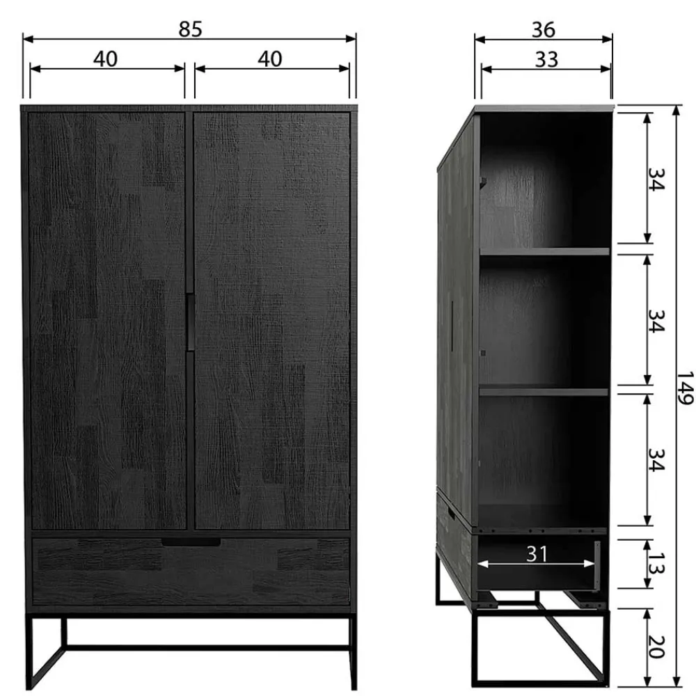 Wohnen Kommoden<Schwarzer Schrank aus Holz & Metall - Almery
