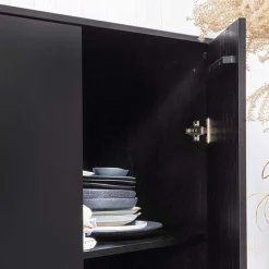 Wohnen Vitrinen|Schränke<Schwarzer Schrank mit Doppeltür - 100x155x40 - Burgossi
