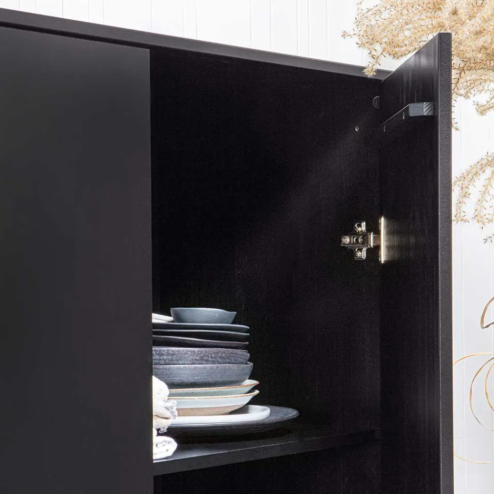 Wohnen Vitrinen|Schränke<Schwarzer Schrank mit Doppeltür - 100x155x40 - Burgossi
