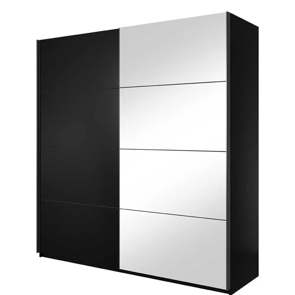 Wohnen Kleiderschränke|Schränke<Schwarzer Schwebetürenschrank mit Spiegel - Excellenta