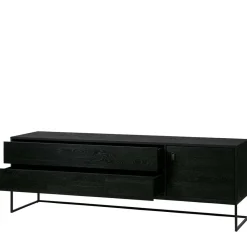 Wohnen Tv & Hifi-Möbel|Lowboards<Schwarzer TV Unterschrank mit zwei Schubladen - Almery